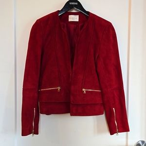 Sandro suede leather red jacket